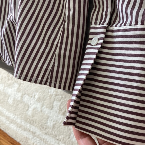 Treasure & Bond Womens S blouse. Brown and cream strip with adjustable waist bow - Picture 6 of 6